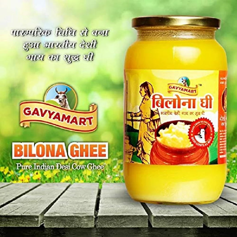 Gavyamart Bilona ghee 100percent Fresh Pure Desi Kankrej Organic Non GMO Cow Ghee-Made Using Traditional Bilona Method - Glass jar pack, 1 L-3.webp